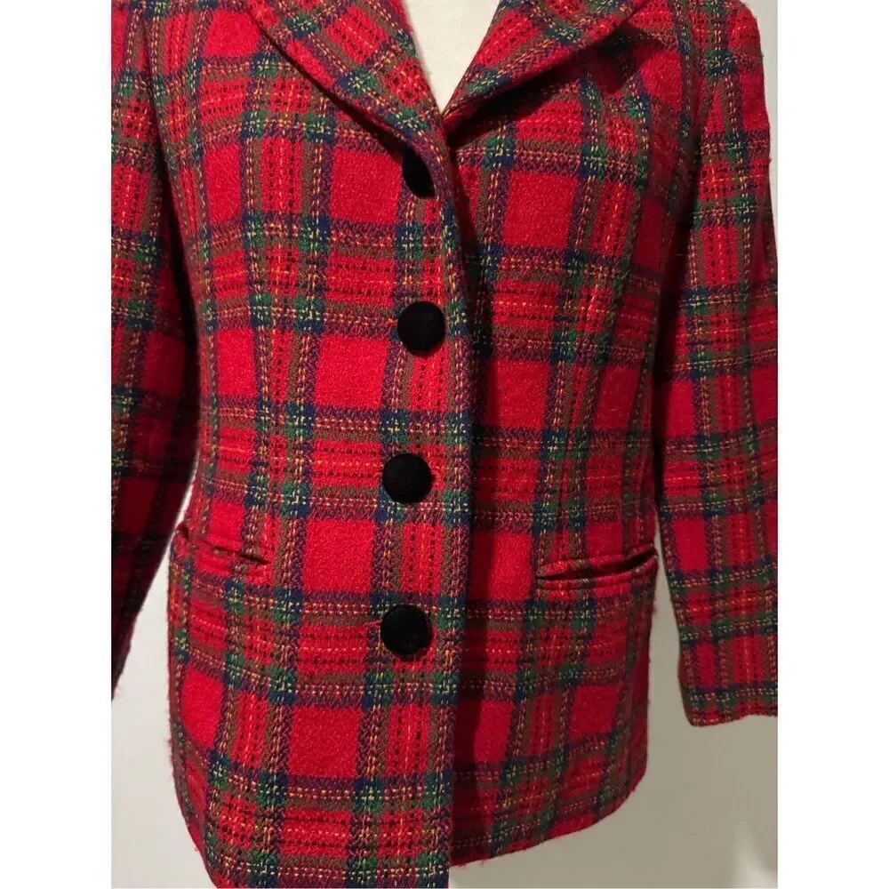 Talbots vintage Y2K plaid Stuart tartan preppy blazer 10P wool mohair blend - Picture 8 of 8
